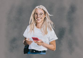 Blonde with phone